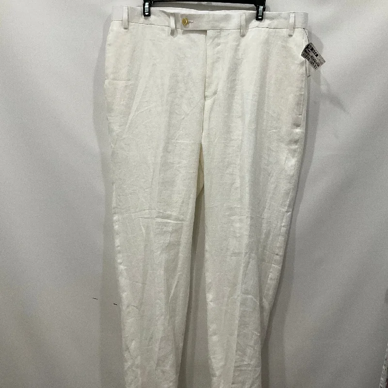 High-rise flare pants for vintage chic appeal -White Pants Work/dress Lauren By Ralph Lauren, Size 18