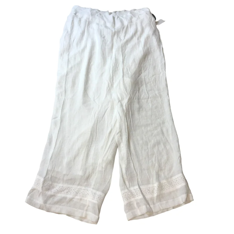 Weatherproof hiking pants for all-season trail use -White Pants Wide Leg New Directions, Size 1x