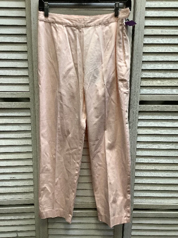 Designer leather pants for high-fashion nightwear -Pink Pants Cropped Laura Ashley, Size 8