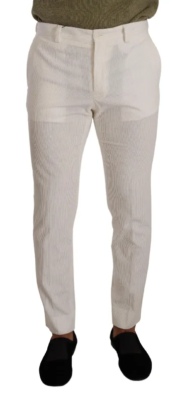 Classic khaki pants for timeless wardrobe staples -Dolce & Gabbana Elegant Slim Fit Cotton Men's Trousers