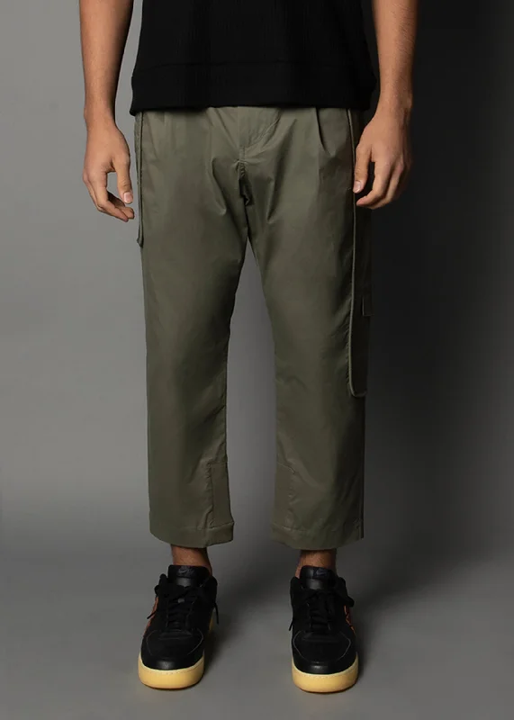 Lightweight culottes pants for summer fashion flair -Kargo Twill Green: Boxer Cropped Fit