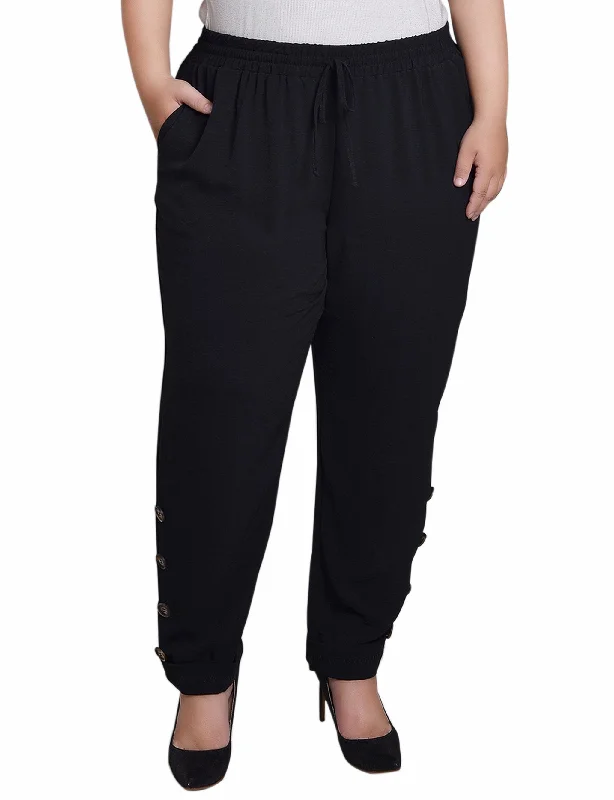 Designer jogger pants for upscale street style -Plus Size Cuffed Long Pants