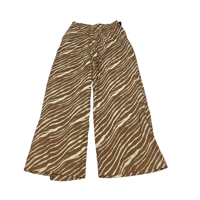 Breathable chino pants for warm climate comfort -Brown & Cream Pants Linen A New Day, Size S