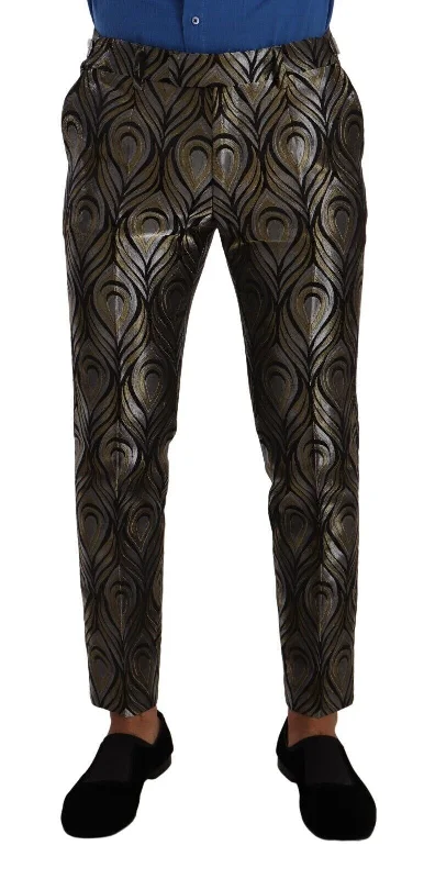 Weather-resistant pants for unpredictable climate needs -Dolce & Gabbana Elegant Slim Fit Metallic Dress Men's Trousers