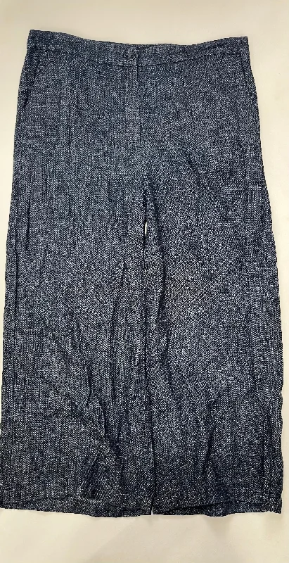 Flowy linen pants for relaxed tropical vacations -Navy Pants Work/dress Eileen Fisher, Size 14