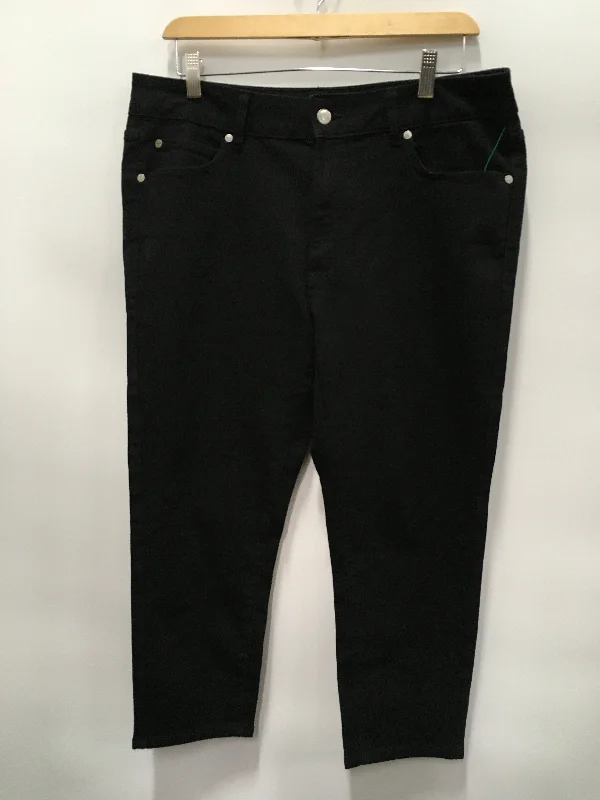 Adjustable waist pants for custom fit ease -Black Capris Tahari By Arthur Levine, Size 14