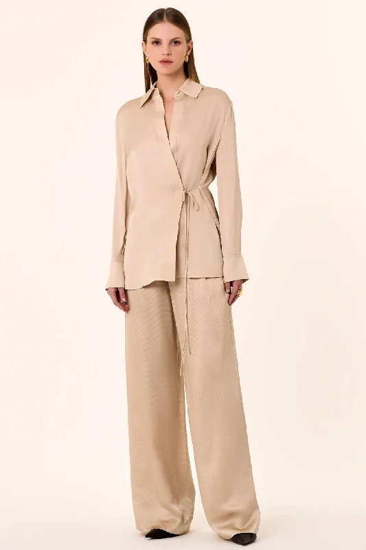 Relaxed cotton pants for breezy casual days -Iman Pant - Pearl