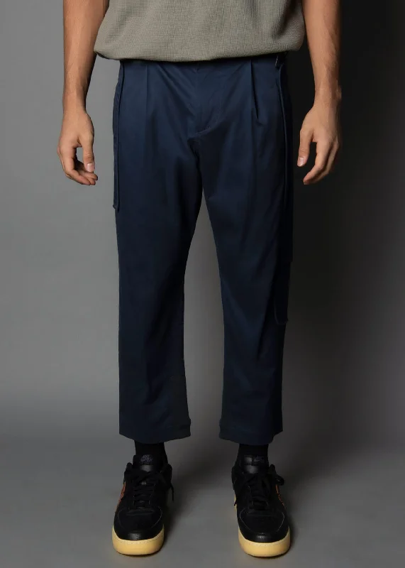 Tailored khaki pants for smart casual attire -Kargo Twill Navy: Boxer Cropped Fit