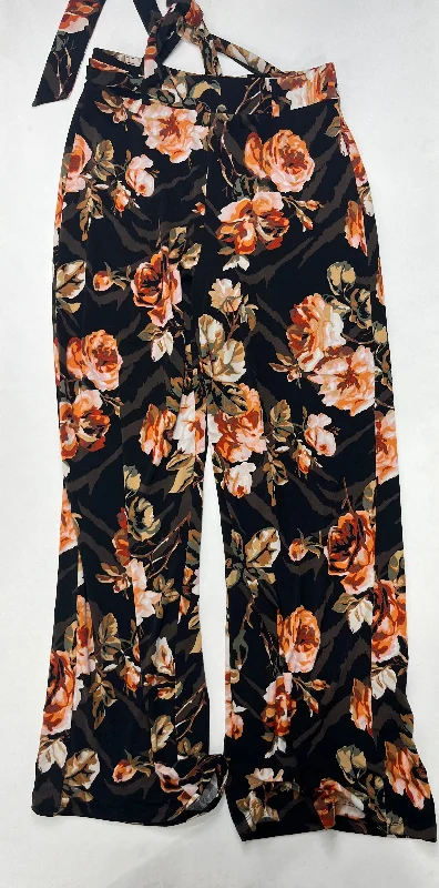 Designer leather pants for high-fashion nightwear -Floral Pants Palazzo Limited, Size 4