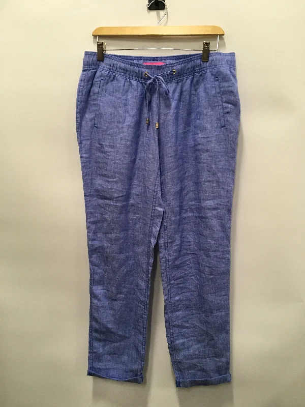 Tailored ankle pants for chic office outfits -Blue Pants Linen Lilly Pulitzer, Size M