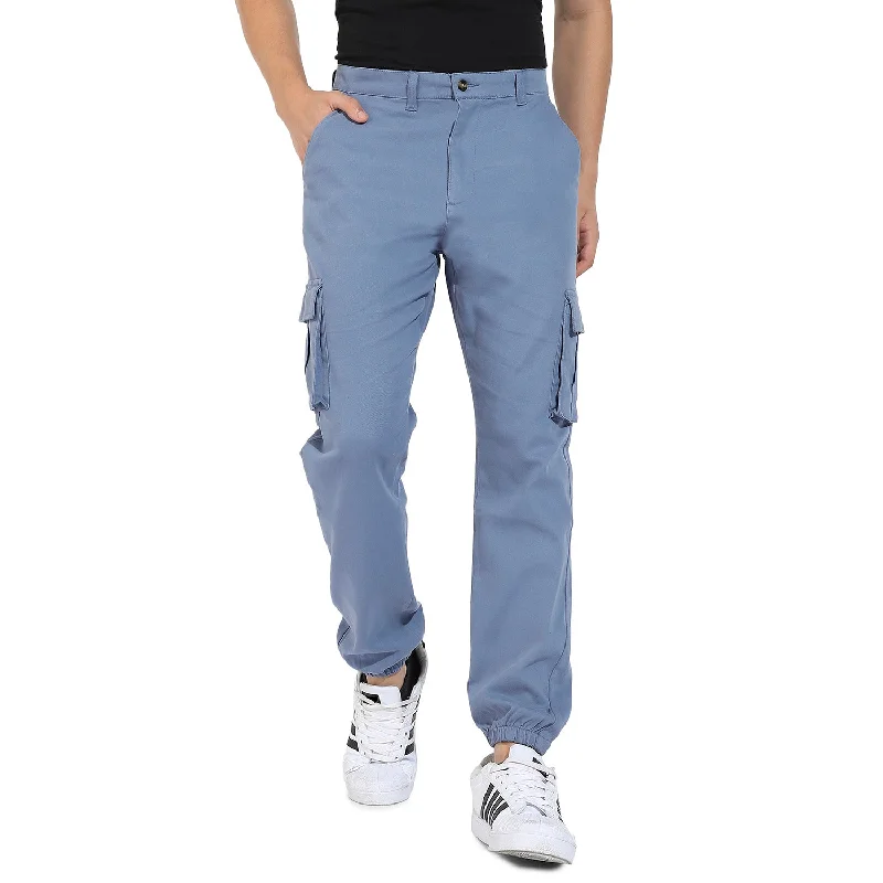 Casual drawstring pants for effortless home relaxation -Cuffed Hem Solid Cargo Trousers