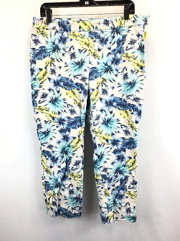 Tailored dress pants for professional office meetings -Floral Print Pants Cropped Lands End, Size 12petite