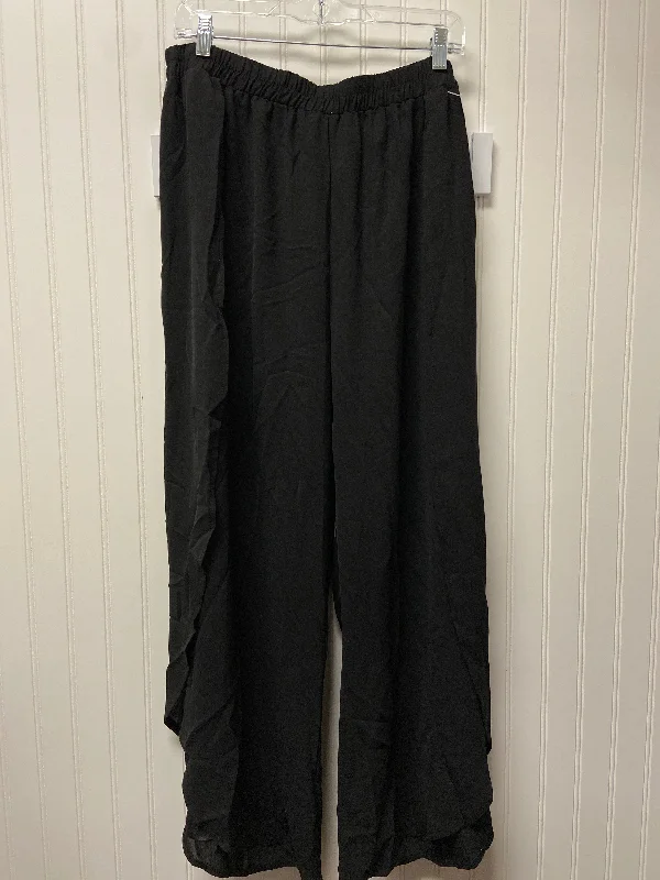 Warm flannel pants for chilly morning lounging -Black Pants Wide Leg Shein, Size 24