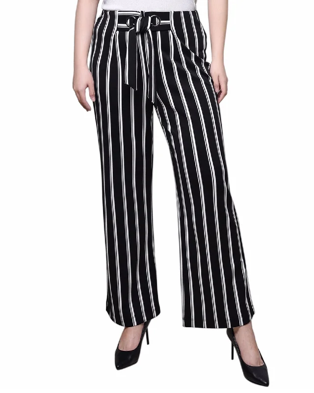 Tailored ankle pants for chic office outfits -Wide Leg Grommet Pants