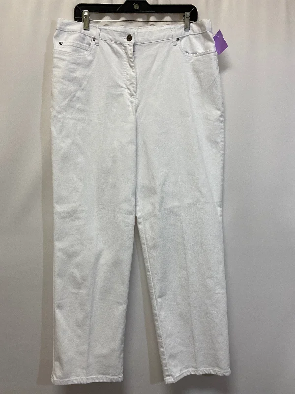 Casual drawstring pants for effortless home relaxation -White  Pants Dress Ruby Rd, Size 16