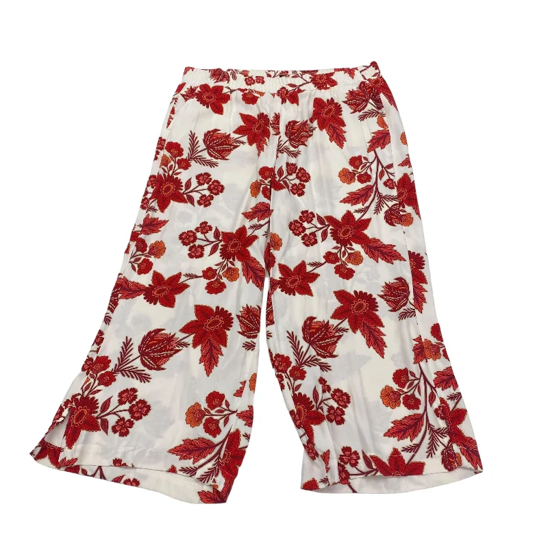 Flowy linen pants for relaxed tropical vacations -Red & White Pants Wide Leg Loft, Size L