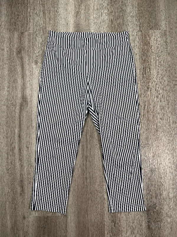 Classic wool pants for cold weather elegance -Striped Pattern Pants Cropped Chicos, Size L