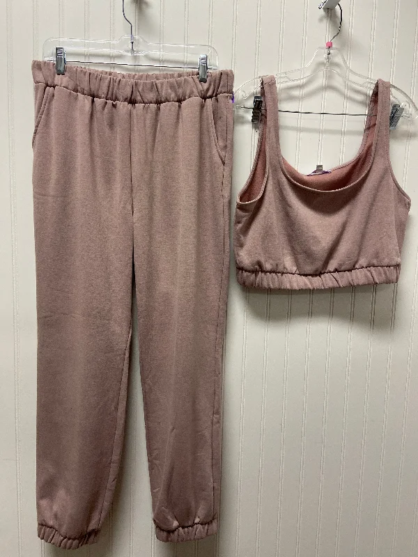 Warm flannel pants for chilly morning lounging -Mauve Pants Set 2pc Iris, Size L