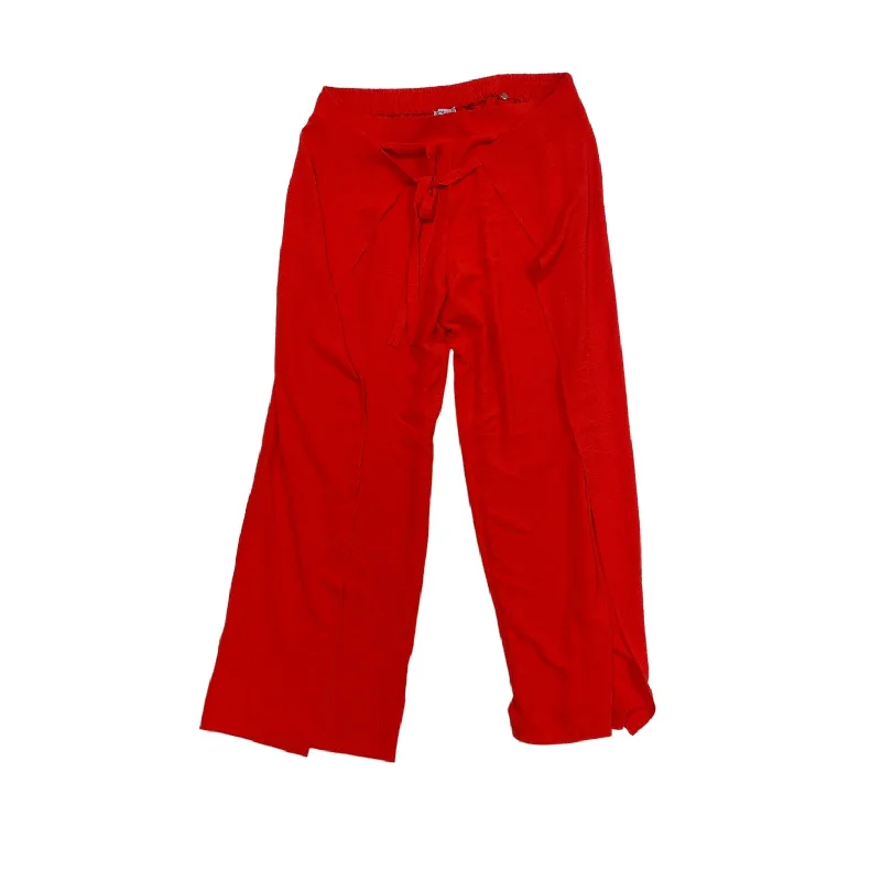 Waterproof hiking pants for rainy trail conditions -Red Pants Wide Leg Floral & Ivy, Size M