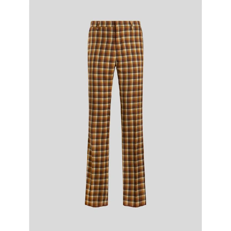 Stylish wide-leg pants for bold evening looks -VIRGIN WOOL CHECK TROUSERS