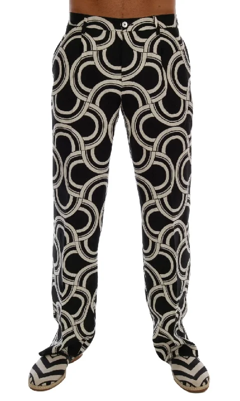 Cozy sweatpants pants for lazy Sunday mornings -Dolce & Gabbana Sleek Patterned Slim-Fit Men's Trousers