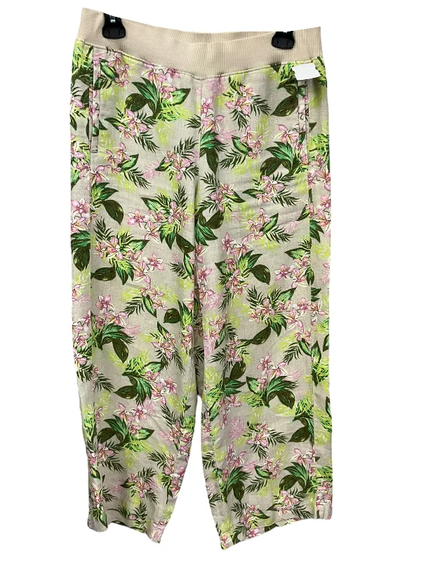 Retro bell-bottom pants for 70s-inspired fashion -Floral Print Pants Wide Leg J. Jill, Size Xs