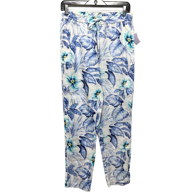 Waterproof rain pants for stormy weather protection -Blue & White Pants Linen Tommy Bahama, Size Xxs