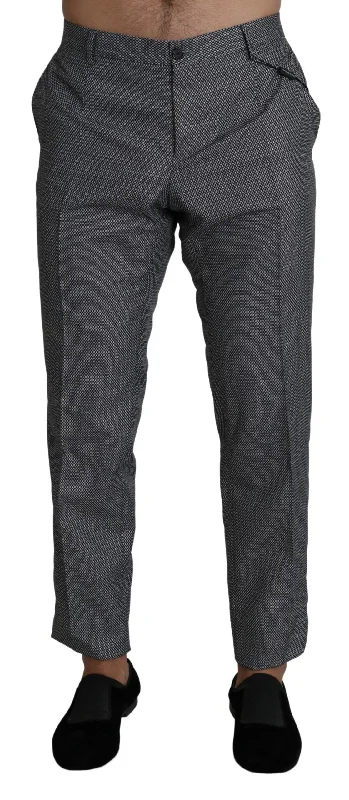 Luxury silk pants for glamorous evening wear -Dolce & Gabbana Elegant  Slim Fit Dress Men's Trousers