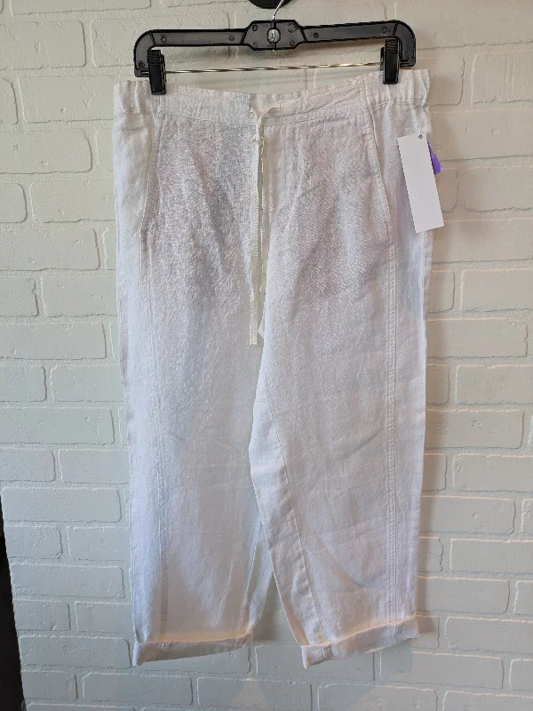 Lightweight travel pants with wrinkle-free fabric -White Pants Linen J. Jill, Size 4