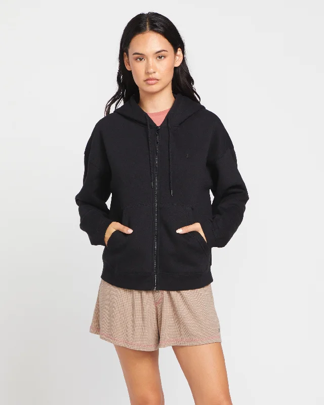 Stone Heart Up Zip Fleece - Black