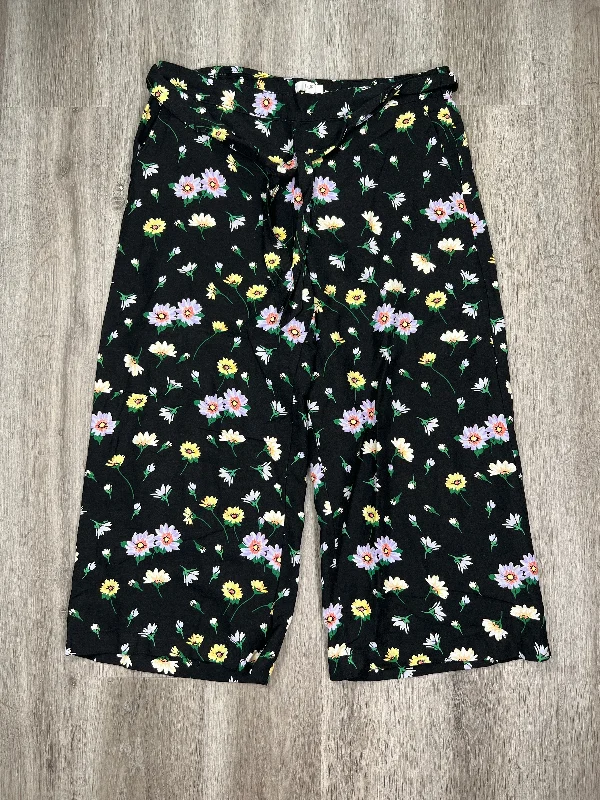 Versatile black pants for any occasion pairing -Floral Print Pants Wide Leg Loft, Size Xl