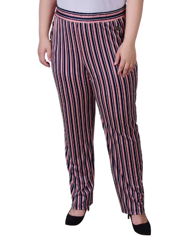 Stretch twill pants for flexible office comfort -Plus Size Wide Waist Pull On Pants