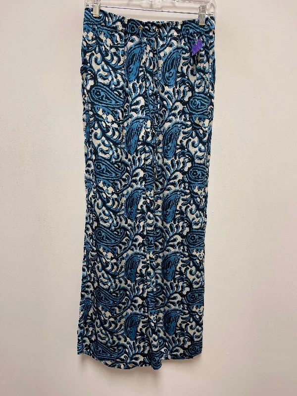 Tailored khaki pants for smart casual attire -Blue & White Pants Wide Leg Michael By Michael Kors, Size 4