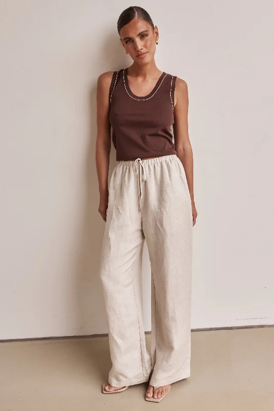 Tapered ankle pants for sleek modern silhouettes -Marley Linen Pant (Beige)