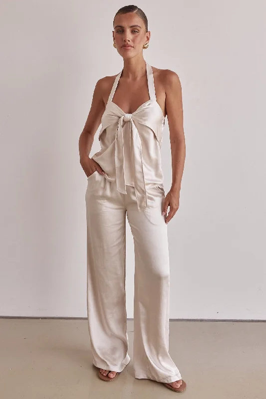 Stylish flare pants for retro party looks -Kalli Pants (Cream)