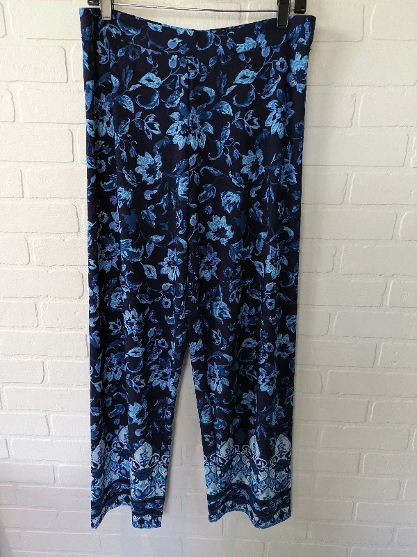 Formal suit pants for wedding guest elegance -Floral Print Pants Wide Leg Susan Graver, Size 8