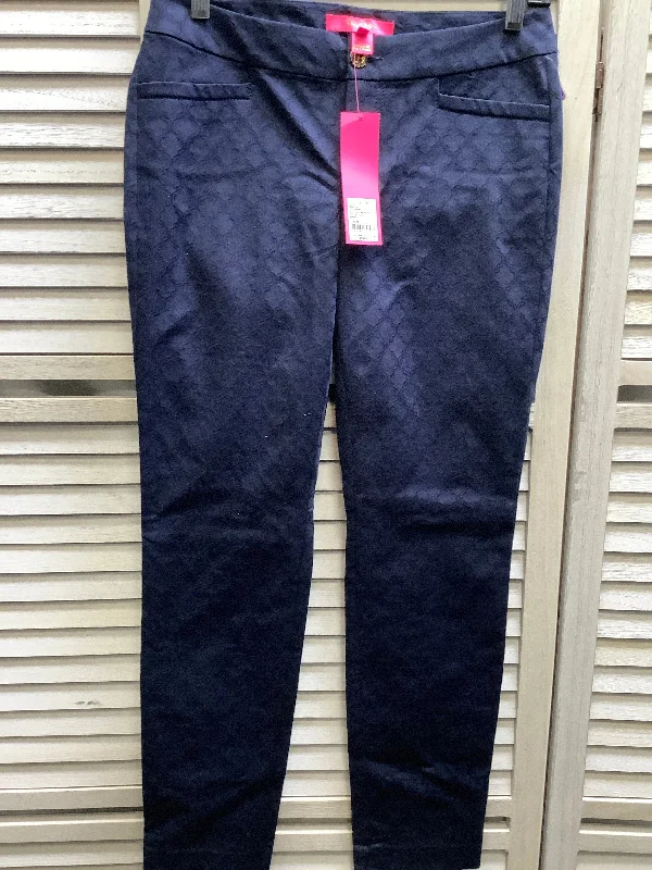 Casual drawstring pants for effortless home relaxation -Navy Pants Cropped Lilly Pulitzer, Size 2