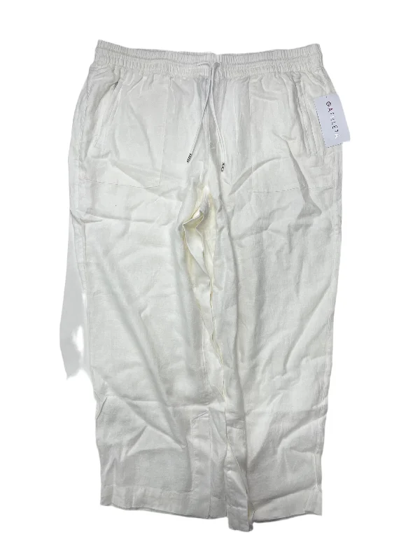 Pleated trousers pants for sophisticated gentleman charm -White Pants Palazzo Athleta, Size 20