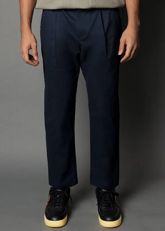 Designer skinny pants for luxury fashion flair -Navy Twill: Boxer Fit