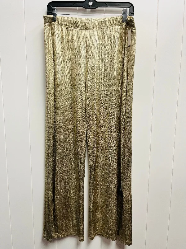 Lightweight linen pants for beach vacation style -Gold Pants Wide Leg Clara Sun Woo, Size 1x