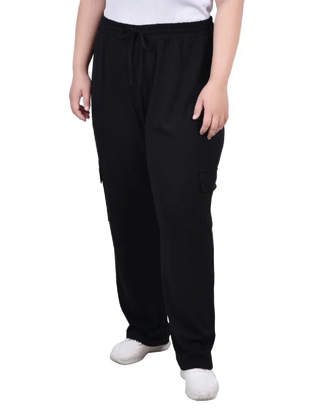 Eco-friendly hemp pants for sustainable clothing choices -Plus Size Knit Gauze Pants