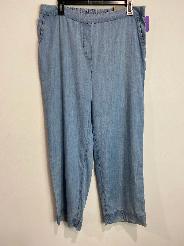 Luxury silk pants for glamorous evening wear -Blue Pants Lounge Chicos, Size 10