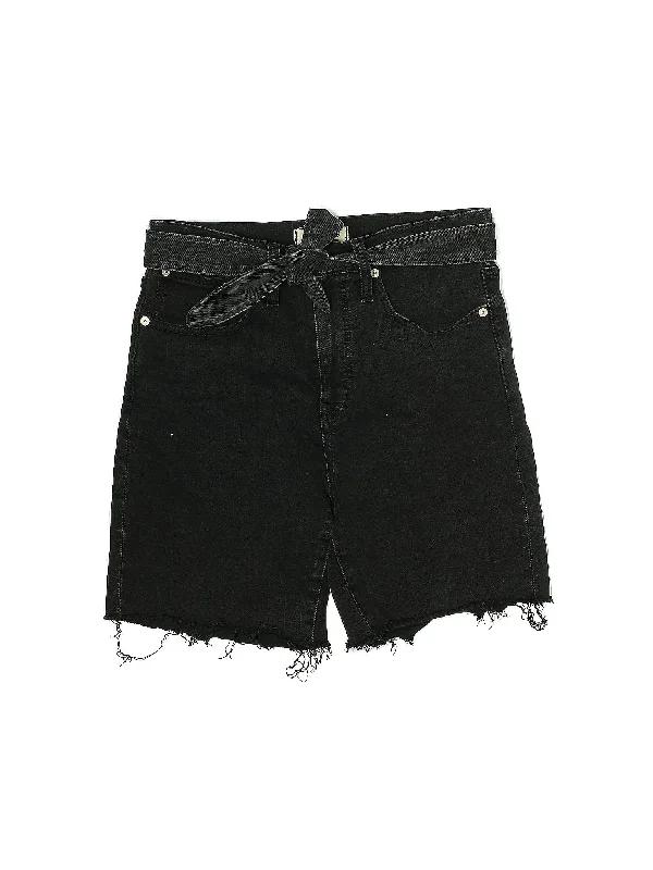 Pleated Skirts for Texture -Mid-Rise Denim Shorts in Dark Wash