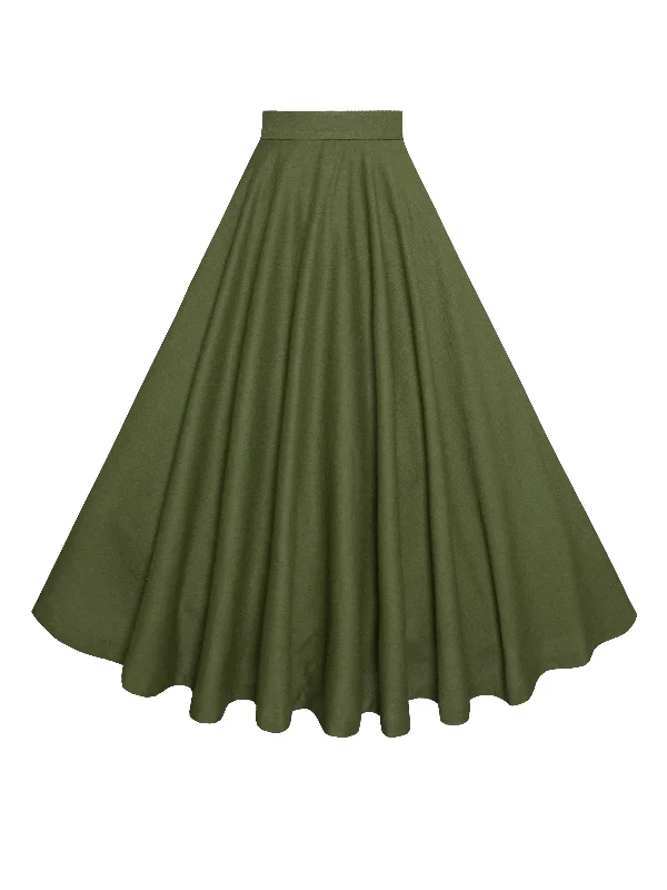 A-line skirts with flared hem elegance -MTO - Lindy Skirt in Hunters Green Linen