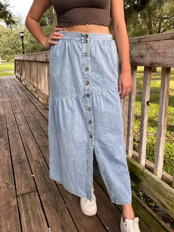 LOLA MAXI SKIRT IN DENIM