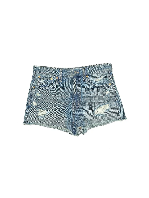 A-line Skirts for Flattering -High-Rise Denim Shorts in Medium Wash