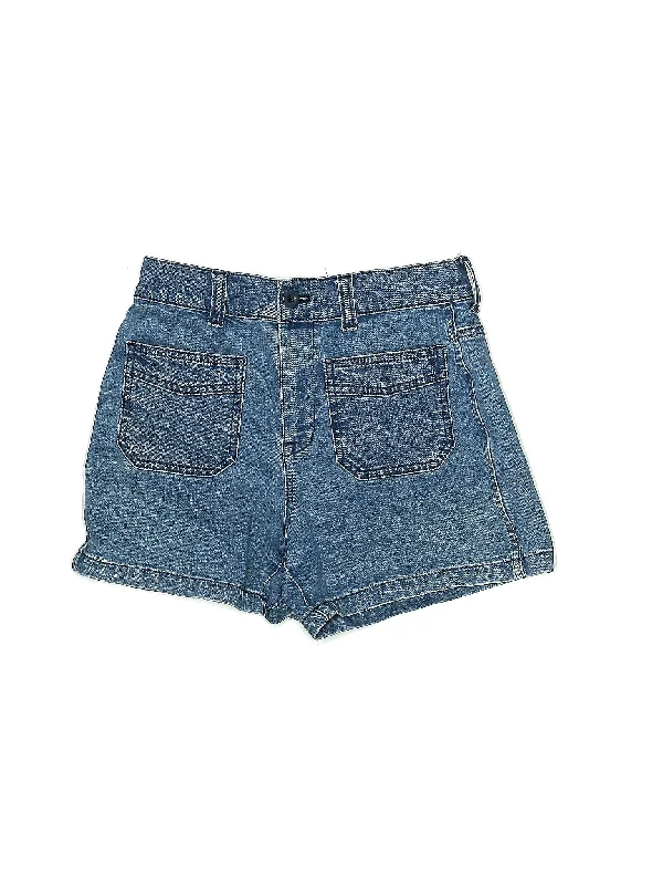 Sequined Shorts for Sparkle -High-Rise Denim Shorts in Medium Wash