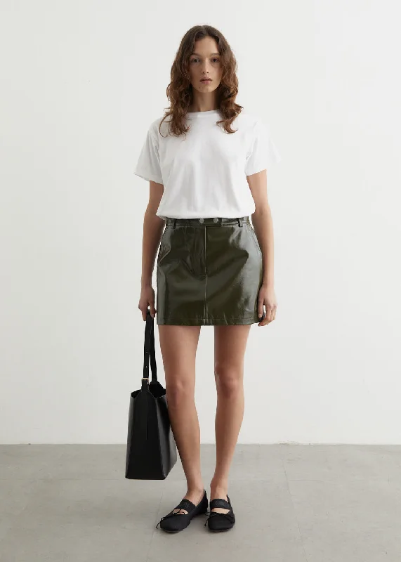 Wrap midi skirts for stylish ease -Tagore Patent Leather Mini Skirt