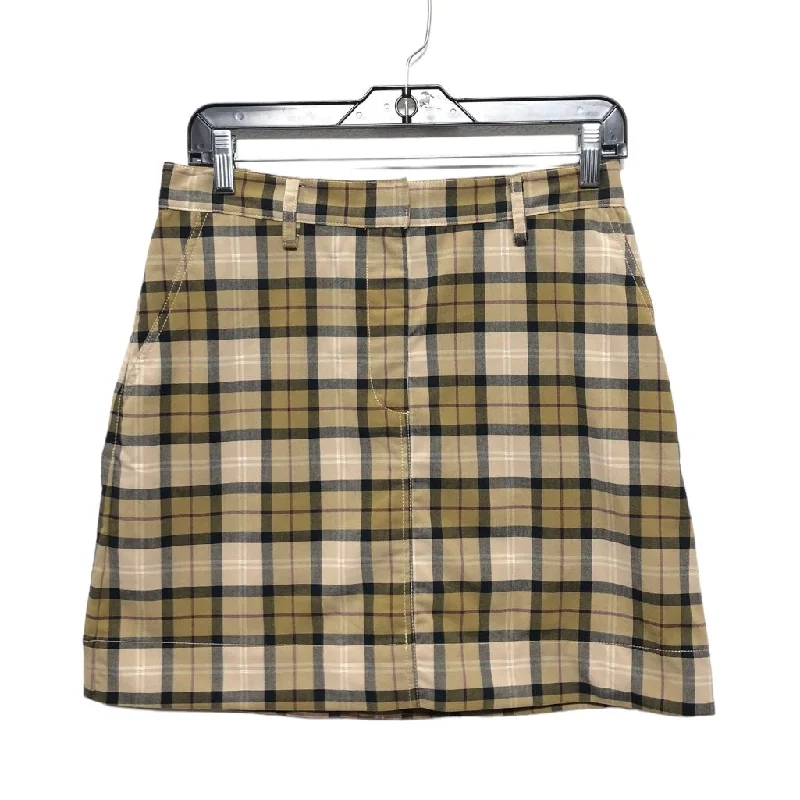 High-waisted skirts with button front detail -Brown & Cream Skirt Mini & Short 1.state, Size 4