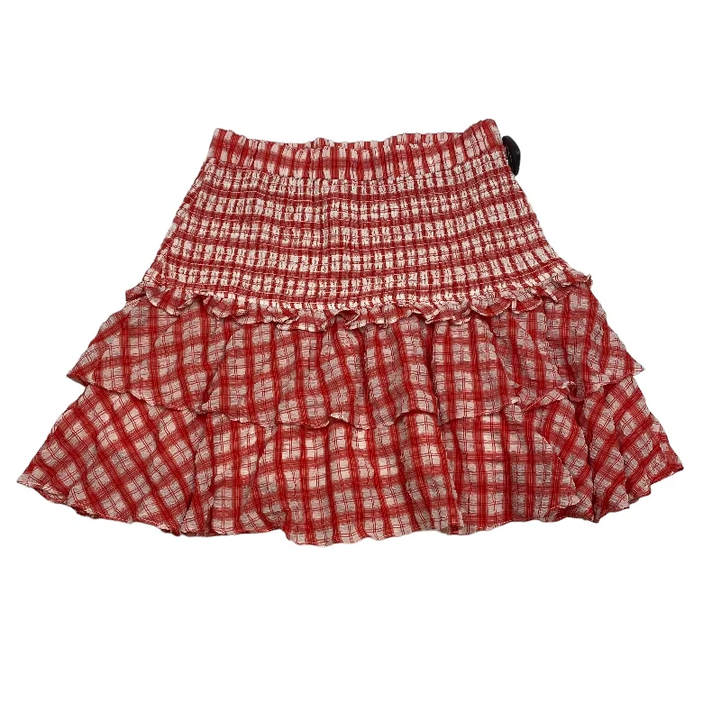 Vintage skirts for retro-inspired fashion vibes -Red & White Skirt Mini & Short English Factory, Size L